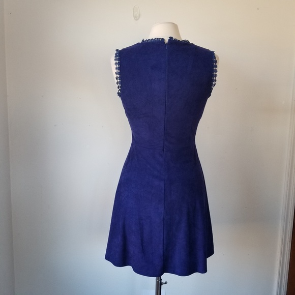 Blue Faux Suede Fit and Flare Dress SIZE MED - Picture 5 of 6